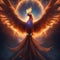 A cosmic phoenix rising from the fiery birth of a new star, its wings ablaze with stellar flames3