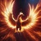 A cosmic phoenix with wings ablaze in the fiery birth of a new star, rising from stardust4