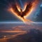 A cosmic phoenix with wings that trail comet tails, reborn from the fiery heart of a supernova4