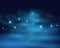 Cosmic space dark sky background with blue bright shining stars nebula at night vector illustration