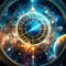 Cosmic time and energy concept background. Time travel machine abstract background