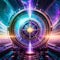 Cosmic time and energy concept background. Time travel machine abstract background