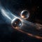 Cosmic two titanium spheres orbits stars space dark sci-fi fantasy fiction