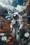 Cosmic Wanderer: Astronaut in Nature Collage. AI Generated