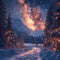 Cosmic winter beauty Starry skies and snowy landscapes in harmony
