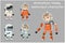 Cosmonaut Astronaut Spaceman Space Sci-fi Icons Set Animation Ready Cartoon RPG Game Flat Design Vector Illustration