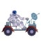 Cosmonaut in lunar rover flat cartoon vector illustration
