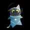 Cosmonaut Space Cat in Cosmos Cute Kids Cartoon