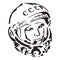 Cosmonaut USSR with signature Let\'s Go on Russian. Eps 10
