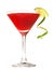 Cosmopolitan Cocktail with Lime Twist on white Background - Isolated