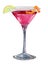 Cosmopolitan cocktail, pink alcoholic drink, bar menu