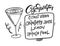 Cosmopolitan cocktail recipe. Hand drawn black color outline style.