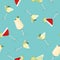 Cosmopolitan, Pina Colada, Daiquiri and Margarita cocktails background. Alcohol drinks seamless pattern.