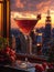 Cosmopolitan in a trendy Manhattan rooftop lounge