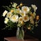 Cosmos Arrangement: White And Yellow Roses In A Detailed Daz3d Style Vase