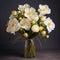 Cosmos Arrangement: White And Yellow Roses In A Mandy Disher-inspired Vase