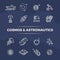 Cosmos and astronautics line icons - planets, space, rockets line concept