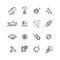 Cosmos, astronomy and astrology space line vector icons
