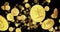 Cosmos atom cryptocurrency looped flight between golden coins