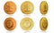 Cosmos atom cryptocurrency symbol golden coin illustration