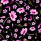 Cosmos and Dewberry-Flowers in Bloom, seamless repeat pattern