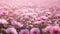 Cosmos flower field in the morning. Beautiful cosmos flower field. Generative AI