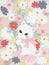 Cosmos flower sweet pastel art painting Acrylic color white cat pink ribbon digital clipart