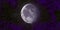 Cosmos grey planet and speed beams on dark background with purple nebula sky
