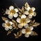 Cosmos Plumeria: Handcrafted Gold And Silver Flowers On Black Background