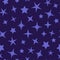 Cosmos stars on dark blue background for kids, children, toddlers. Cute kids seamless pattern