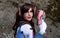 Cosplayer girl dressed as D.Va, character from the Overwatch video game. Lucca Comics and Games 2023 cosplay event.