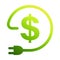 Cost dollar power efficiency icon vector save energy with electric plug ecology concept for graphic design, logo, web site, social