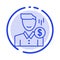 Cost, Fee, Male, Money, Payment, Salary, User Blue Dotted Line Line Icon