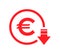 Cost reduction- decrease euro icon. Vector symbol image isolated on background