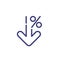 Cost reduction icon price lower arrow. Vector low cost money crisis line icon