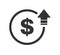 Cost symbol dollar increase icon. Vector symbol image isolated on background