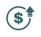 Cost symbol dollar increase icon. Vector symbol image isolated on background