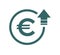 Cost symbol euro increase icon. Vector symbol image isolated on background