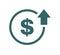 Cost symbol increase icon. Vector symbol image isolated on background