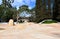 COSTA MESA, CALIFORNIA - 19 JAN 2023: The Noguchi Garden, a compact, minimalist sculpture garden intended as a representation of