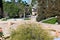 COSTA MESA, CALIFORNIA - 24 JAN 2023: High angle view of  Noguchi Garden, a compact, minimalist sculpture garden intended as a