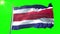 Costa Rica flag seamless looping 3D rendering video. Beautiful textile cloth fabric loop waving