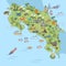 Costa rica island geography wildlife and nature explanation outline map