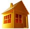 Costly realty: golden house shape isolated