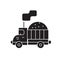 Costruction sand truck black vector concept icon. Costruction sand truck flat illustration, sign