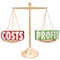 Costs vs Profit Gold Balance Weighing Words