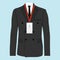 Costume of a businessman with an identification card. Identification card hangs on the businessman`s suit.