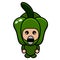 Costume mascot green pepper surprised expression