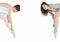 Costume to casual - Dancewear. Young ballerina shown in both costume and casual dance wear while adjusting her pointe
