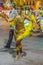 Costumed Black Woman Dancing Candombe at Carnival Parade of Uruguay